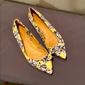 Yellow and Grey floral flats